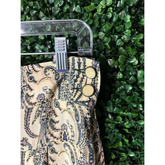 By Anthropologie Harem Pants SZ Small Beige Teal Paisley Boho Button Zip Festiva - Picture 4 of 6